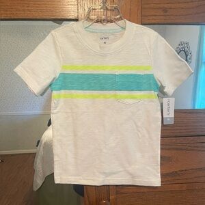 Carter's White and Blue Short Sleeve Tee